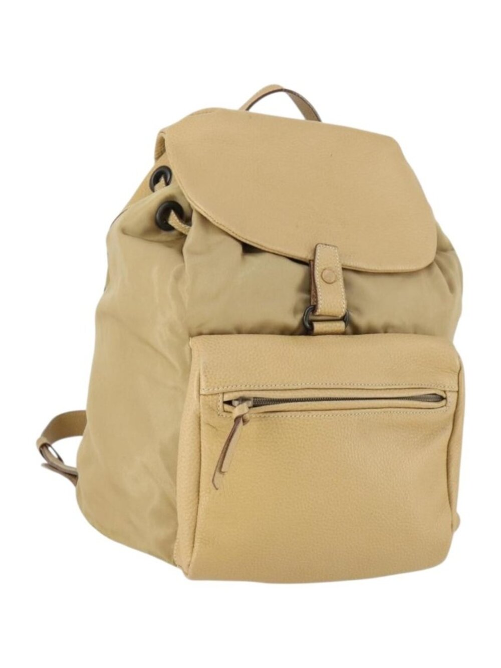PRADA Backpack Nylon Leather Beige Silver